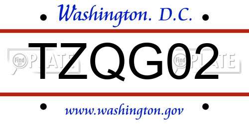 TZQG02 District Of Columbia License Plate