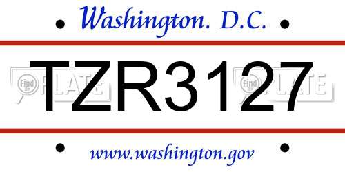 TZR3127 District Of Columbia License Plate