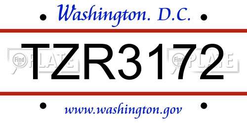 TZR3172 District Of Columbia License Plate