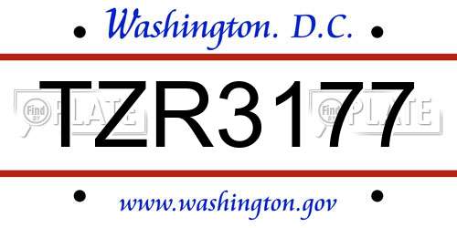 TZR3177 District Of Columbia License Plate