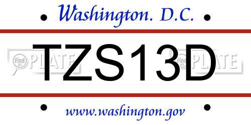 TZS13D District Of Columbia License Plate