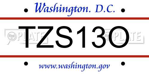 TZS13O District Of Columbia License Plate