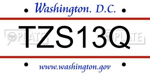 TZS13Q District Of Columbia License Plate
