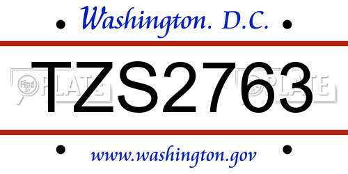 TZS2763 District Of Columbia License Plate