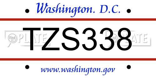 TZS338 District Of Columbia License Plate
