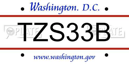 TZS33B District Of Columbia License Plate