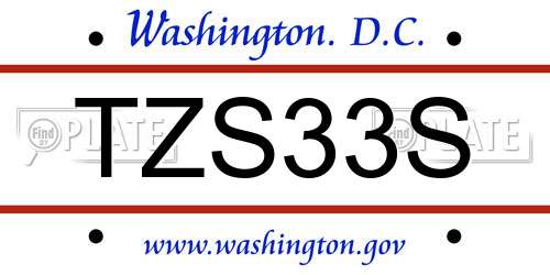 TZS33S District Of Columbia License Plate
