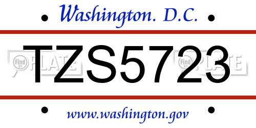 TZS5723 District Of Columbia License Plate