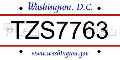 TZS7763 District Of Columbia License Plate