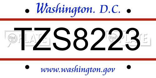 TZS8223 District Of Columbia License Plate