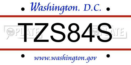 TZS84S District Of Columbia License Plate