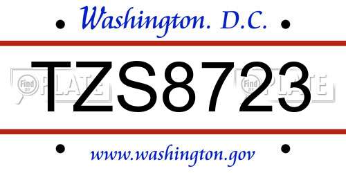 TZS8723 District Of Columbia License Plate