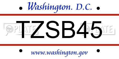 TZSB45 District Of Columbia License Plate