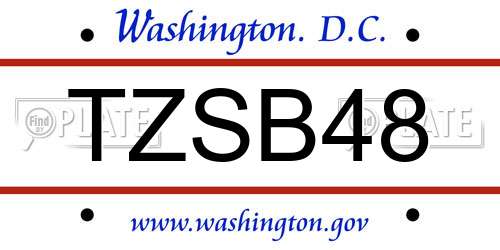 TZSB48 District Of Columbia License Plate