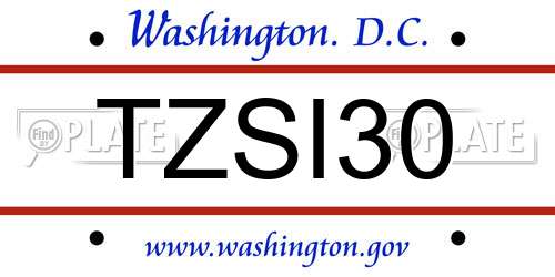 TZSI30 District Of Columbia License Plate