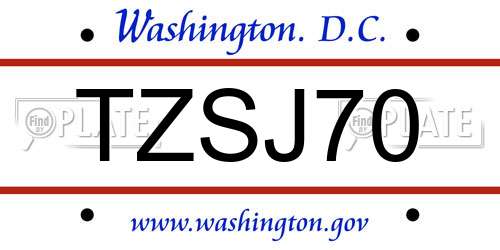 TZSJ70 District Of Columbia License Plate