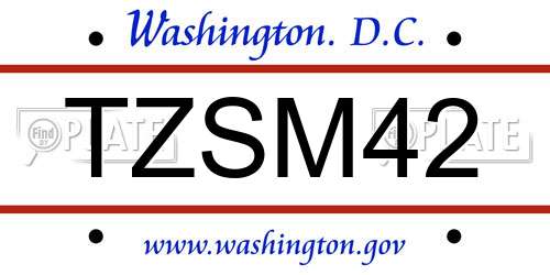 TZSM42 District Of Columbia License Plate