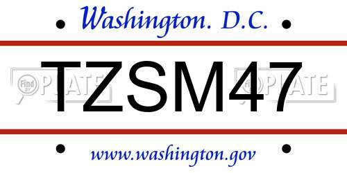 TZSM47 District Of Columbia License Plate