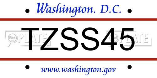 TZSS45 District Of Columbia License Plate