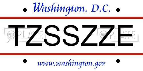 TZSSZZE District Of Columbia License Plate