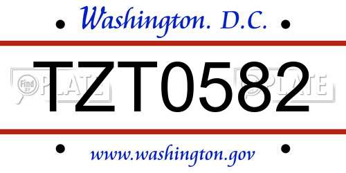 TZT0582 District Of Columbia License Plate
