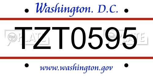 TZT0595 District Of Columbia License Plate
