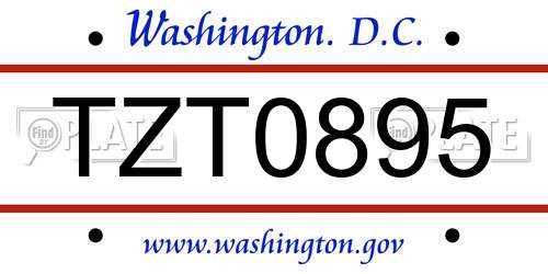TZT0895 District Of Columbia License Plate