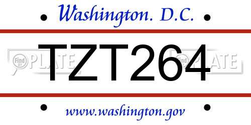TZT264 District Of Columbia License Plate