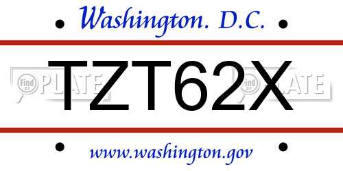 TZT62X District Of Columbia License Plate
