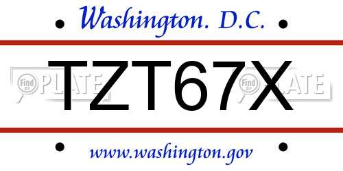 TZT67X District Of Columbia License Plate