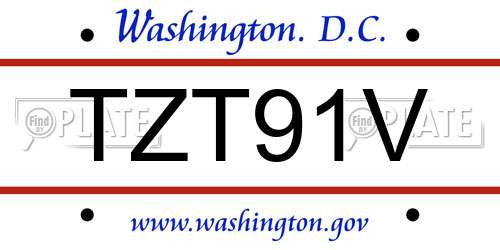 TZT91V District Of Columbia License Plate
