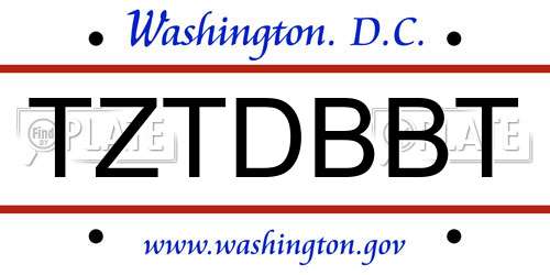 TZTDBBT District Of Columbia License Plate