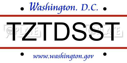 TZTDSST District Of Columbia License Plate