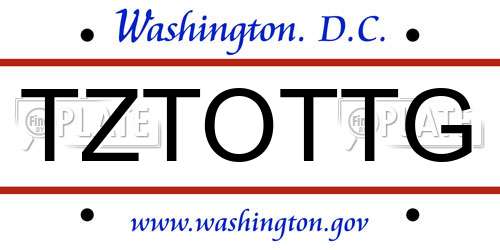 TZTOTTG District Of Columbia License Plate