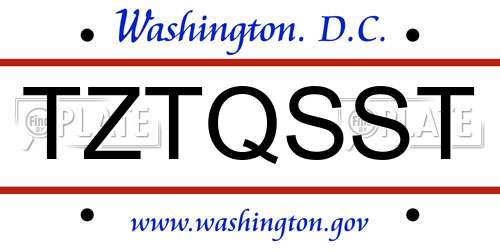 TZTQSST District Of Columbia License Plate
