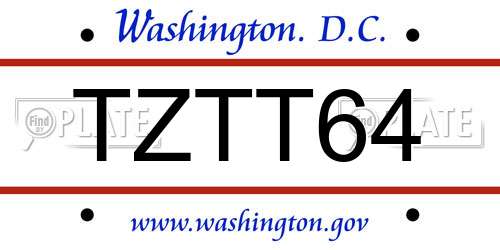 TZTT64 District Of Columbia License Plate