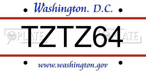 TZTZ64 District Of Columbia License Plate