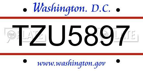 TZU5897 District Of Columbia License Plate