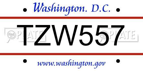 TZW557 District Of Columbia License Plate