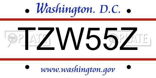 TZW55Z District Of Columbia License Plate