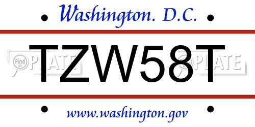 TZW58T District Of Columbia License Plate