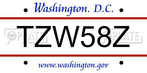 TZW58Z District Of Columbia License Plate