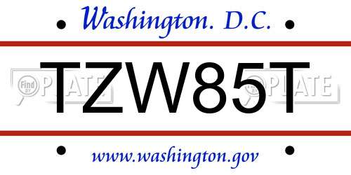 TZW85T District Of Columbia License Plate