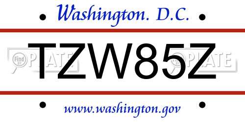TZW85Z District Of Columbia License Plate