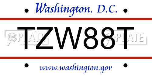 TZW88T District Of Columbia License Plate
