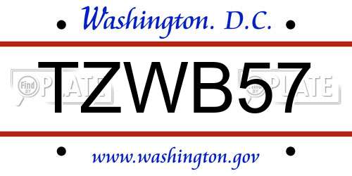 TZWB57 District Of Columbia License Plate