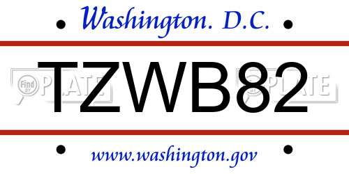TZWB82 District Of Columbia License Plate