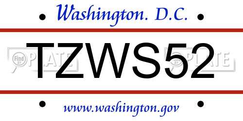 TZWS52 District Of Columbia License Plate