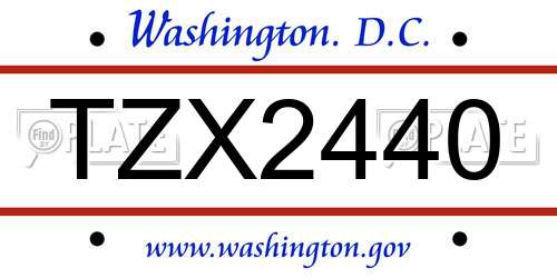 TZX2440 District Of Columbia License Plate