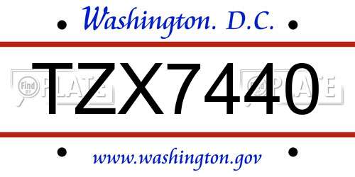 TZX7440 District Of Columbia License Plate